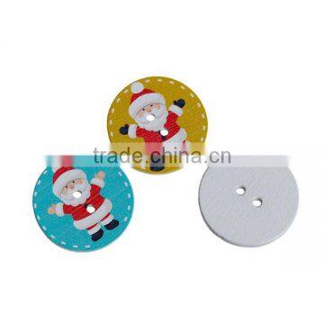 Wood Sewing Buttons Scrapbooking 4 Holes Round Multicolor Christmas Santa Claus Pattern photo-3