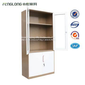 4 Door Metal Storage Cabinet Glass Filing Cabinet High White for Sale photo-4