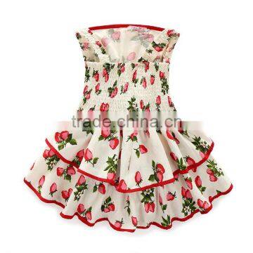 Stylish in cooler weather japanese strawberry dresses baby girls summer dress elastic back