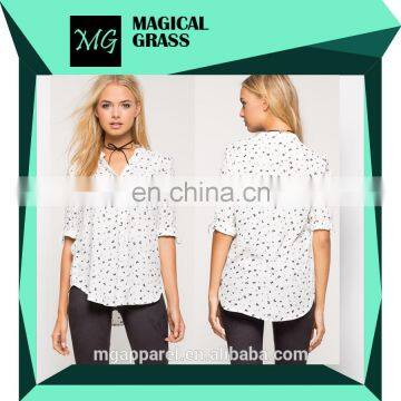 Summer new model slim fit butterfly printed shirts for women