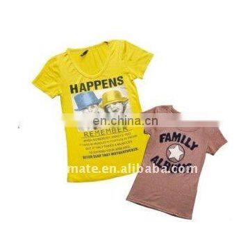 WOMEN T-SHIRT WITH Sublimation printing and Terry embroidery