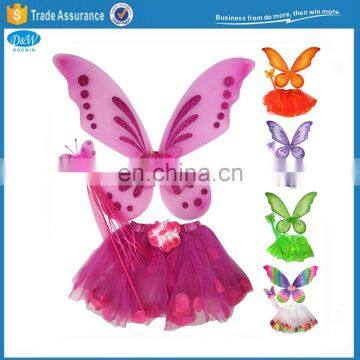 Fancy Fairy Pixie Wings Tutu Wand Costume Set For Girls Party Dressup