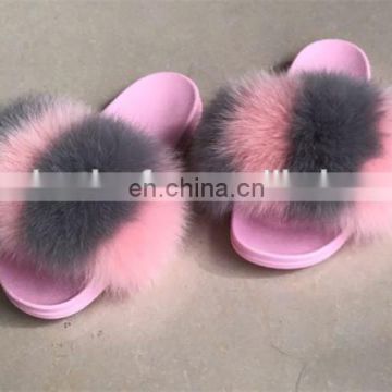 New Fashion Women Real Fox Fur Comfortable Shoes sandals fur sole fox fur slippers