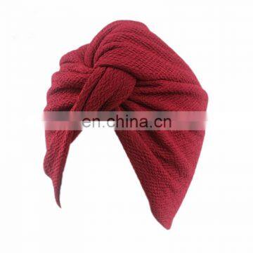 Fashion Style Poplin Gauze Perm Turban Hood Hat Noble Retro Indian Hat photo-4