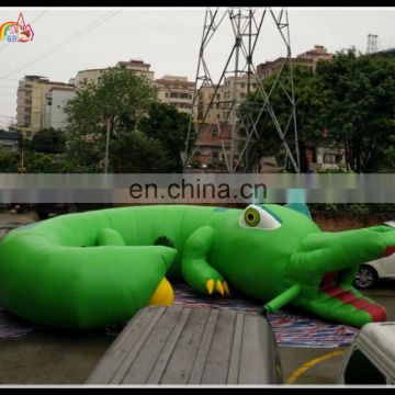 green pvc tarpaulin inflatable channel tunnel , inflatable crocodile channel