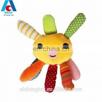 colorful octopus kids soft plush toy with ring paper