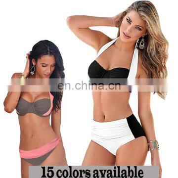 2017 New Sexy Bikinis Women Swimsuit High Waisted Bathing Suits Swim Halter Push Up Bikini Set Plus Size Swimwear 4XL