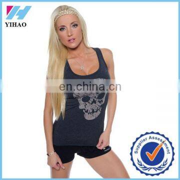 Trade assurance Yihao women Skull Racerback Tank wholesale custom make summer new design tank top