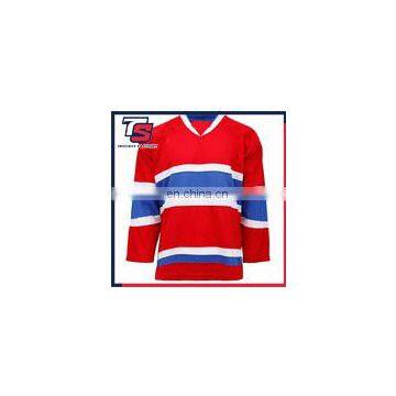 Whosale customized red vancouver team jersey embroidery hockey jersey