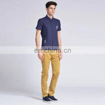 T-MSS538 Summer Custom Logo Embroidered Slim Fit Men Cotton Shirt photo-2