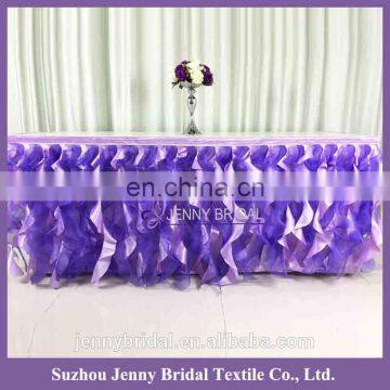 TS017-PUR organza table skirt materials in different designs of table skirting