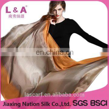 Hand painted silk gradient color scarf shawl women yellow