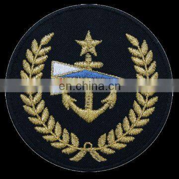 Marine Embroidered Patch | Yacht Club Gold Embroidered Patch | Star with Anchor Round Patch