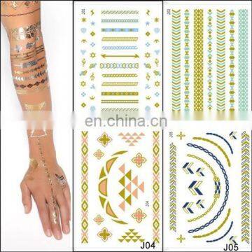 Wholesale Newest Design Tattoo Sticker Metallic Sexy Ladies Makeup& Henna Small Order Cheap Tattoo Stickers Paper Gold Silver photo-2