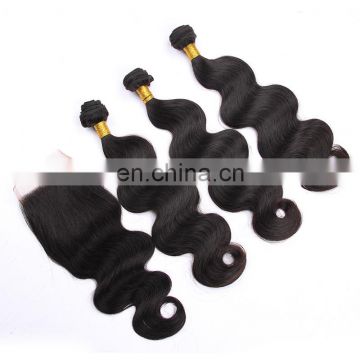 Top selling product cheap human hair Brazilian virgin hair bundles with lace closure