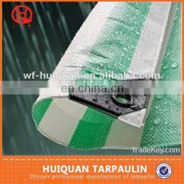 Green / White Rainproof Market Stall Striped Tarpaulin Tarps