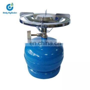 Empty camping 2kg lpg cylinder with burner for household