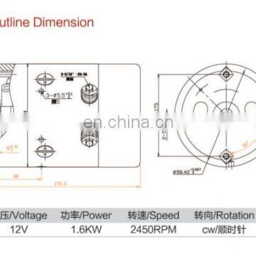 Carbon Brush Hydraulic DC 12V Motor 1600W 1.6KW photo-5