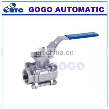 3-pc dn15 ball valve with mounting pad / stainless steel ball valve 1/2 bsp