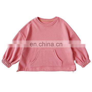 8266/Fruit color solid pastel sweatshirts little kids high quality wholesale white plain girls fashion top