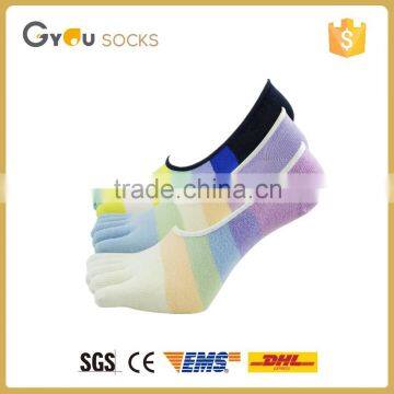 wholesale socks rainbow color women gilrs yoga cotton soft five toe socks