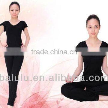 lady gym wear cotton spandex v neck sports wear,gym t shirt women fitness wear yoga wear