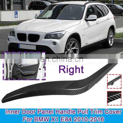 Car Inner Interior Door Panel Handle Pull Trim Cover For BMW X1 E84 2010-2016 Gloss Black / Corbon Black