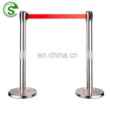 Retractable Stanchions Set Queue Barrier Line Post Stand with 6.5' Retractable Belt