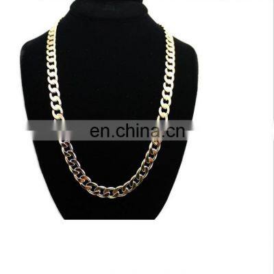 Explosion style hip-hop jewelry environmental protection alloy chain simple Cuban necklace 12mm wide 80cm long neck chain