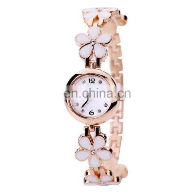 Gold Watches Women Fashion Flower Bracelet Quartz Wristwatch Rhinestone Ladies Watch