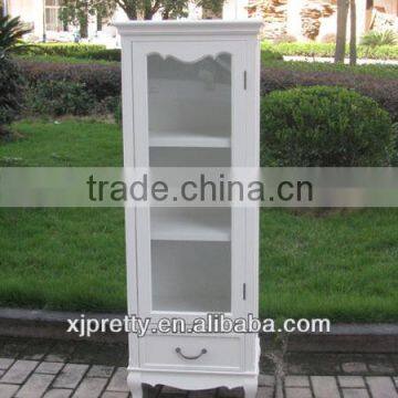 modern white wooden display/glass door cabinet