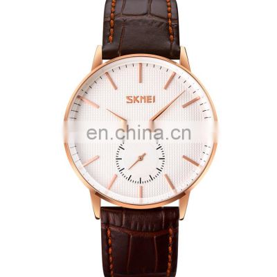 SKMEI 9273 Luxury Business Saat Erkek Leather Strap Watches Men Wrist Quartz Watch