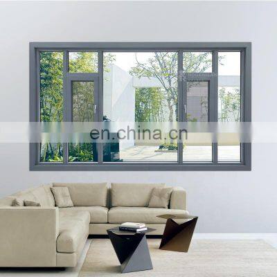 Picture aluminum profiles glass casement windows with screen