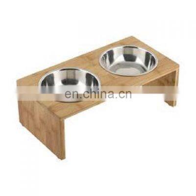 wooden stand pet bowl