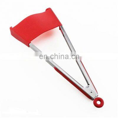 New 2 in 1 Food Grade Silicone Spatula Tongs