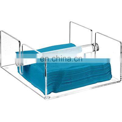 Modern Clear Acrylic Kitchen Napkin Holder Rack with Center Bar