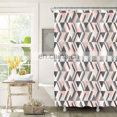 Triangular pattern color modern design polyester shower curtain