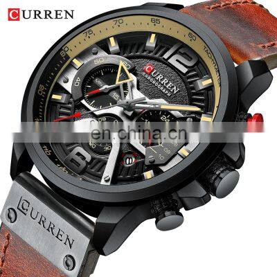 CURREN 8329 Men Quartz Watches Sport Casual Top Brand Luxury Drop Shipping Military Leather Fashion Chronograph Wristwatch