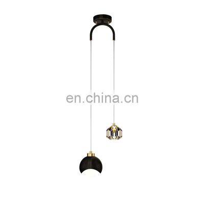 New Postmodern LED Chandelier Simple Hanging Light For Restaurant Bar Dining Room Bedside All Copper Crystal Pendant Light