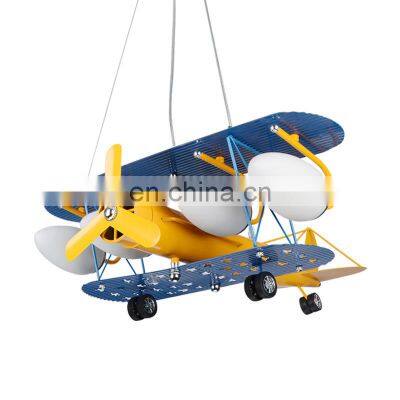 LED Airplane Children's Chandelier Simple Modern Boys Room Bedroom Study Creative Cartoon Airplane Pendant Light