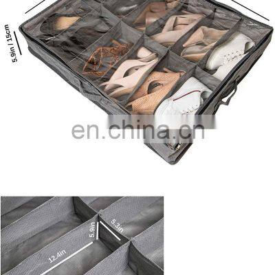 Wholesale PVC Breathable Under Bed Shoe Storage Box Closet Storage Solution With Clear Window Fits Total 12 Pairs photo-5