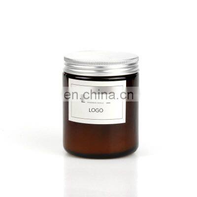 OEM label logo fragrance aroma soywax soy wax candle making metal silver gold lid 7.2 oz 3.5 oz amber glass jar for candles