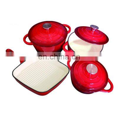 Colorful non stick kitchenware enamel cast iron cookware set