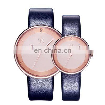 SHENGKE Elegant Couple Watches Leather Band Anniversary Gift Hand Watch Japan Quartz Pair Watches  K8062G/L