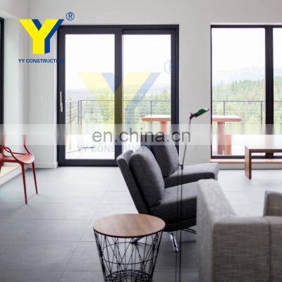 Three Track Laminated Glass Hurricane Aluminum Frame Interior Noiseless Sliding Door