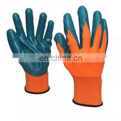 Labor Protective Non Slip Coating Red Nylon Knit Latex Coated Construction Mechanical Industrial Safety Work Gloves