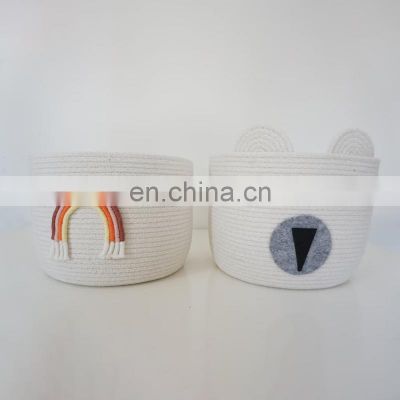 Hot Sale Animal Basket, Cotton Rope Storage Basket, Nursery Room Decorative Basket Vietnam Supplier