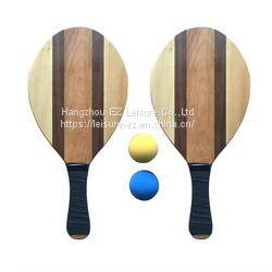 Solid Wooden Frescobol Beach Paddle Racket Ball Set