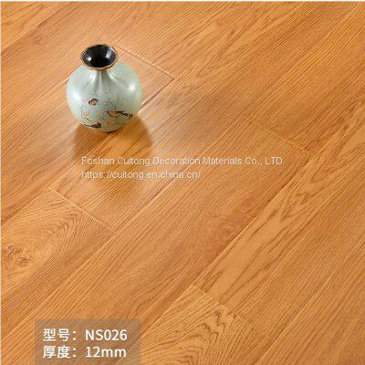 Retro American style cool tone home 12mm composite wood flooring Foshan Foreign trade export HDF floor manufacturers direct