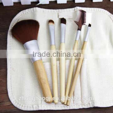 bamboo makeup brushes 5pcs with synthetic hair makeup brush set